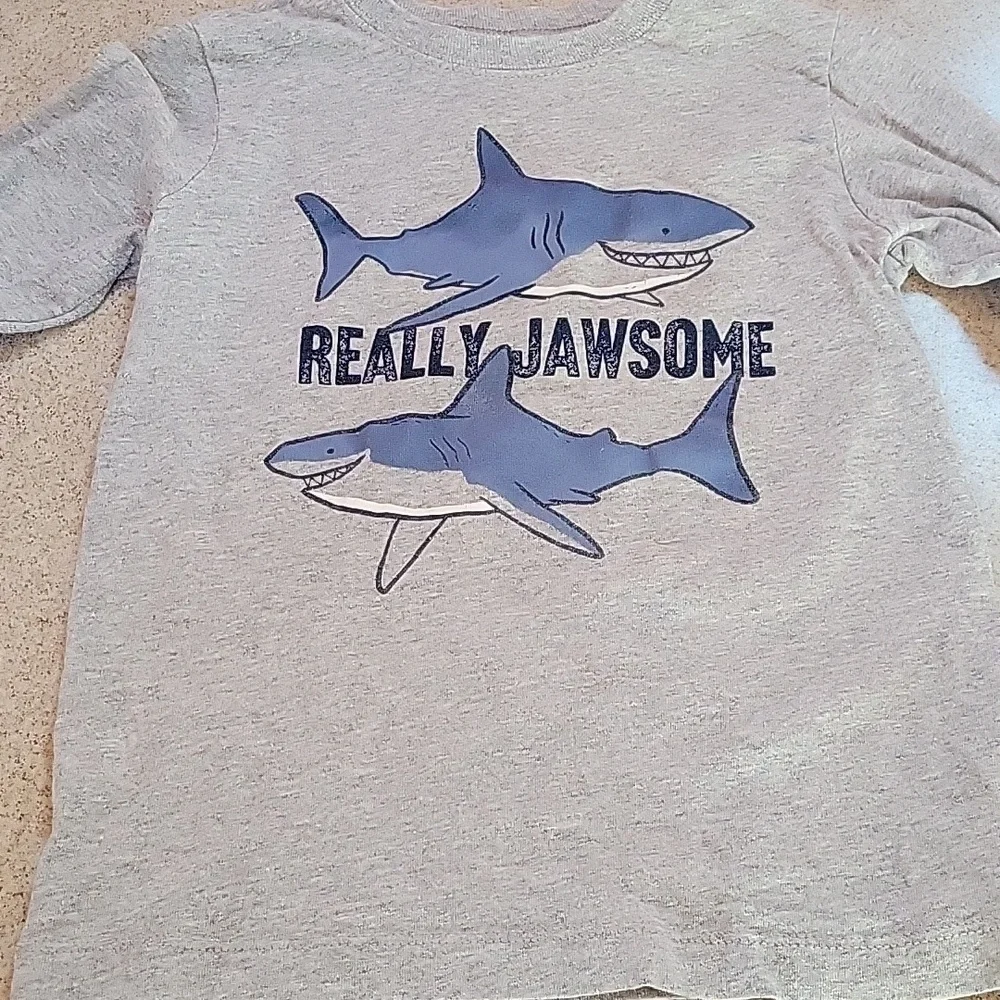Carter's Gray Really Jawome Shark Graphic Long Sleeve Tee Size 3T
